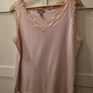 Style & Co. Light Pink Lace-Trim Sleeveless Tank